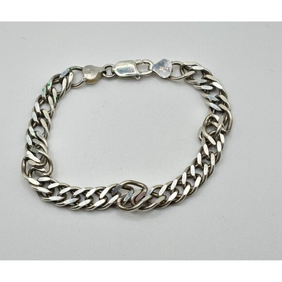Italian 925 Sterling Silver Curb Chain Bracelet - Picture 1 of 7
